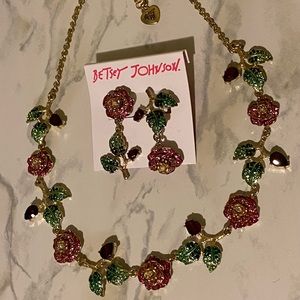 rose necklace earrings set betsey Johnson